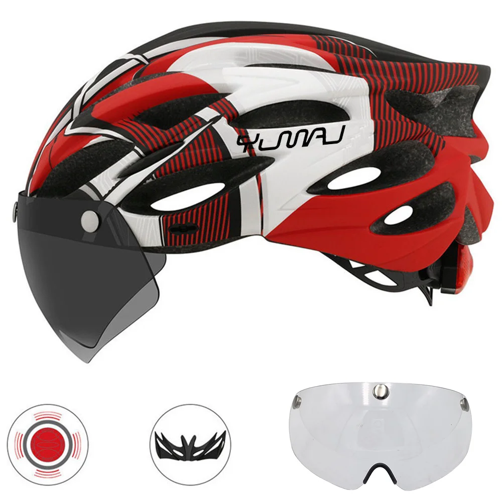 230g YUMAJ Ultraleichter Helm für Straße und Berge, Integral geformt mit abnehmbarem Visier, Fahrrad-Rücklicht-Helm CB-26 – Detail 15