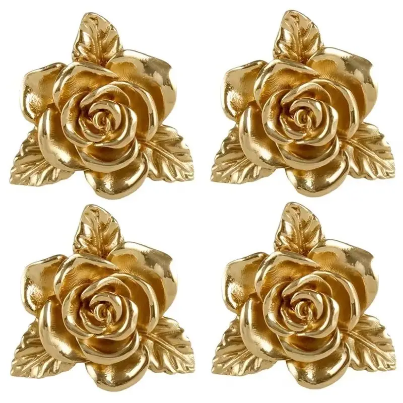 Beauty 8PCS Solid Brass Gold Rose Furniture Pulls Handles Drawer Knobs Cupboard Wardrobe Closet Dresser Cabinet Pulls Knobs
