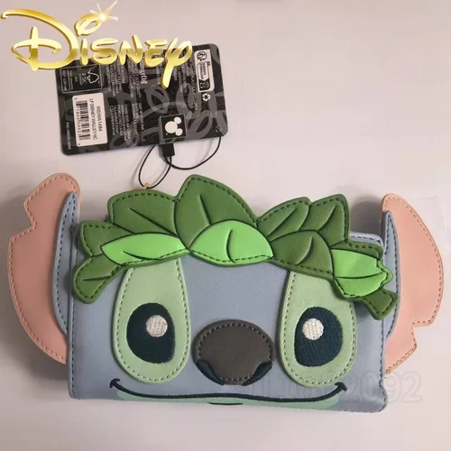 Nueva cartera larga Stitch de Disney, cartera de marca de lujo a la moda, cartera Loungefly de gran capacidad con múltiples ranuras para tarjetas, monedero para mujer