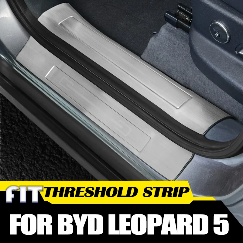 

Car Black Titanium Brushed Stainless Steel Threshold Strip Fit for BYD Leopard 5 2023-2025 Rear Guard Plate Protection Sticker