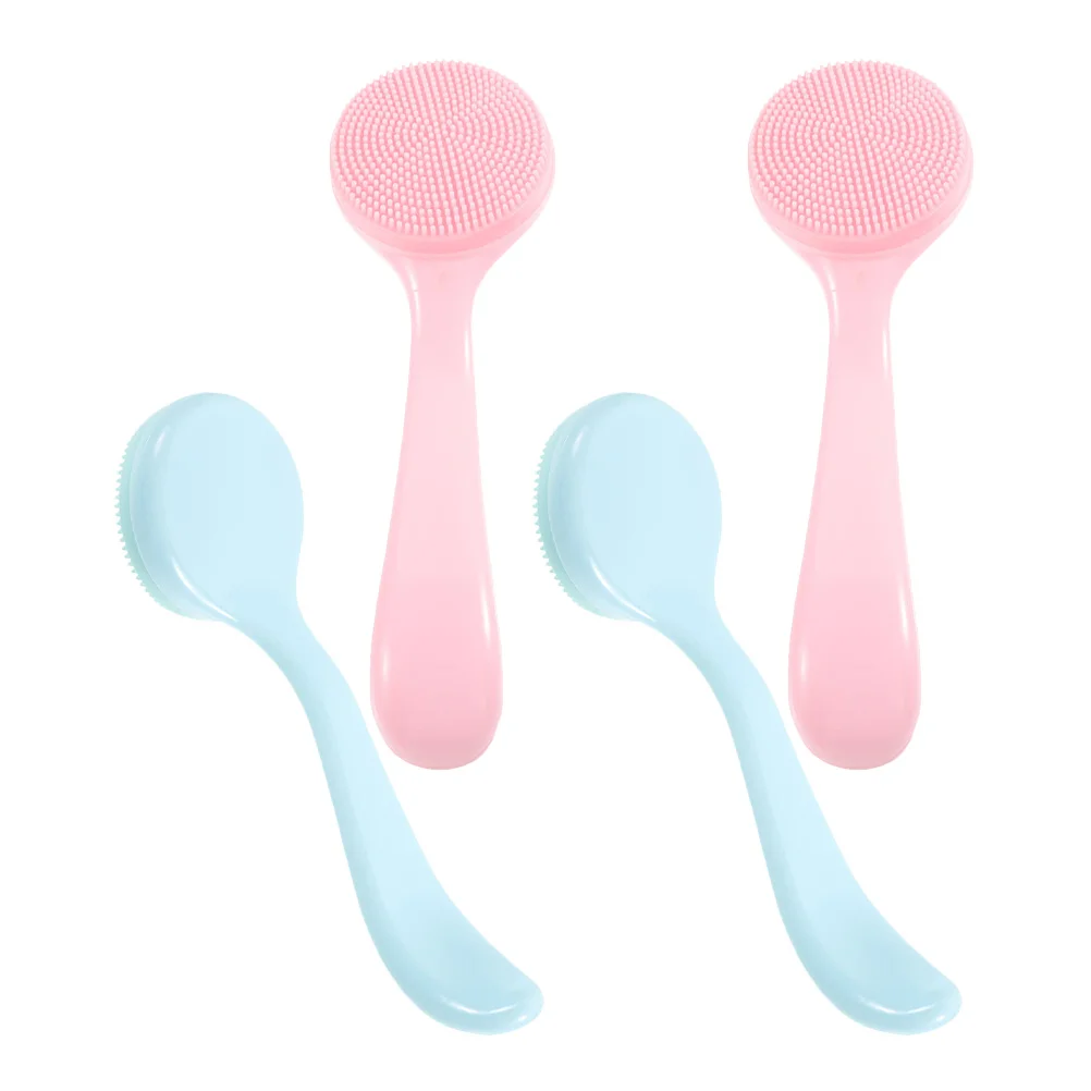 4개입 얼굴 클렌징 브러시 실리콘 페이스 스크러버 블랙헤드 딥 포어 각질 제거 부드러운 피부 관리 도구 여행용 마사지