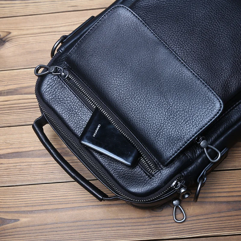 NZPJ Leder Herren Umhängetasche Natürliches Rindsleder Lässige Umhängetasche Business Fashion Kleiner Rucksack Geeignet für 10-Zoll-IPad – Detail 16