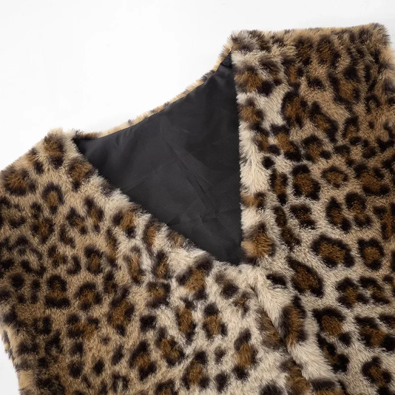 Gilet da donna in peluche leopardato in pelliccia sintetica 2024 autunno inverno moda Casual con scollo a v senza maniche giacche calde tutti i