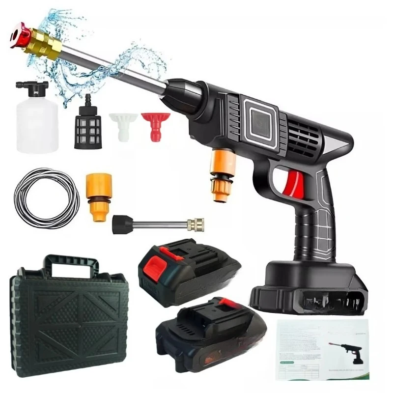 Portable wireless car cleaning water gun with mini high pressure cleaning capability, easy to clean with foam spray, battery
