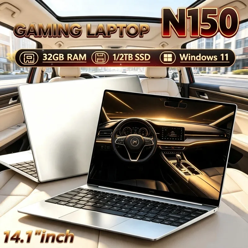 2026 Robust Intel Core N150 14.1 Inch Laptop 32GB RAM 2TB SSD Windows 11 Ultra Slim Gaming Gamer Office Notebook 1920x1080