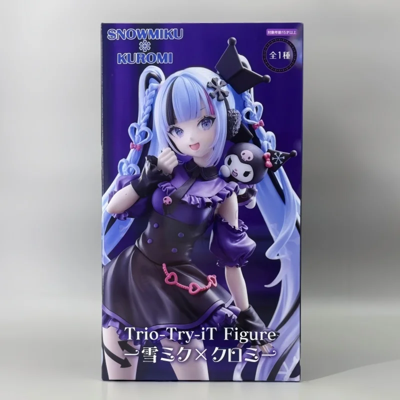 

Original Genuine Model Furyu Trio-Try-It Hatsune Miku 19cm Snow Miku X Kuromi Figure Anime Figurine Pvc Toys Gifts Collections
