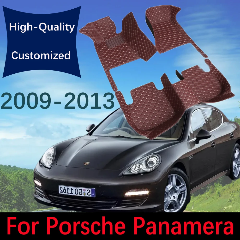 เสื่อปูพื้นรถยนต์หนังสำหรับ Porsche Panamera 970แชสซี G1 SWB 4ที่นั่ง2009 ~ 2013พรมรถยนต์แผ่นแปะเท้าการตกแต่งภายใน