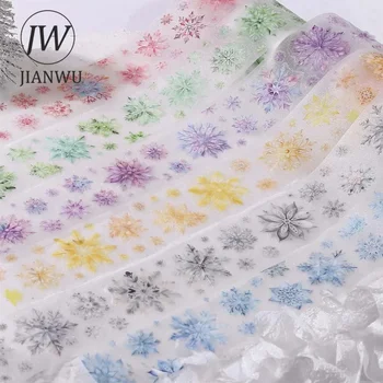 JIANWU 50mm * 200 cm De Sneeuw Valt Stille Serie Literaire Sneeuwvlok Materiaal Collage PET Tape Creatieve DIY Journal briefpapier