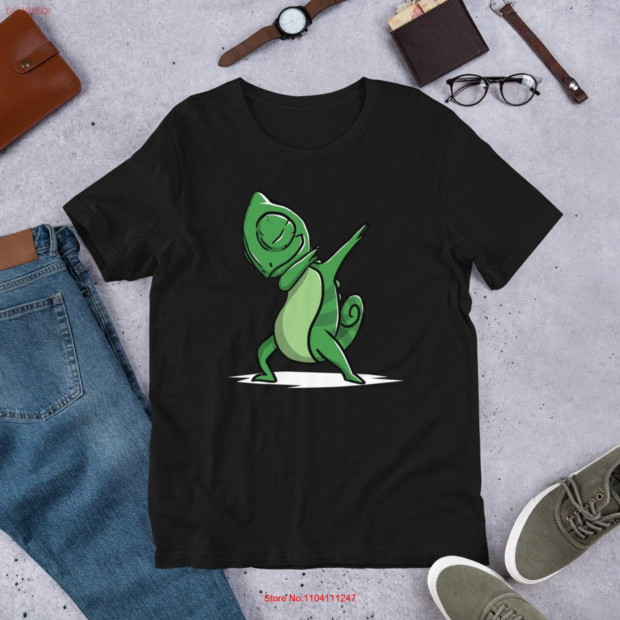 Dabbing Chameleon T Shirt Funny Pet  long or short sleeves