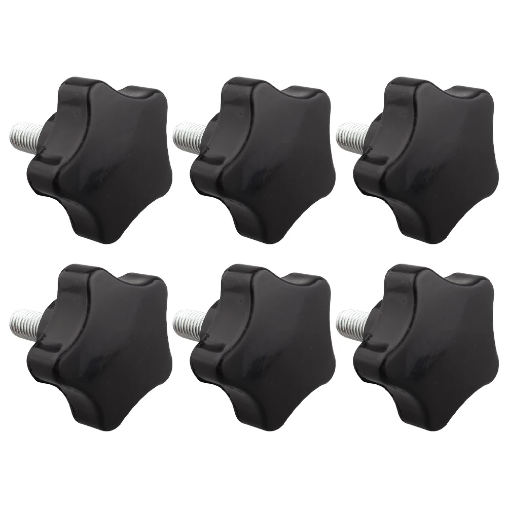

6Pcs Thread Clamping Screw Plum Shape Knob Ergonomic Non-Slip Grip Long Service Life for T-Track Industrial Equipment Instrument