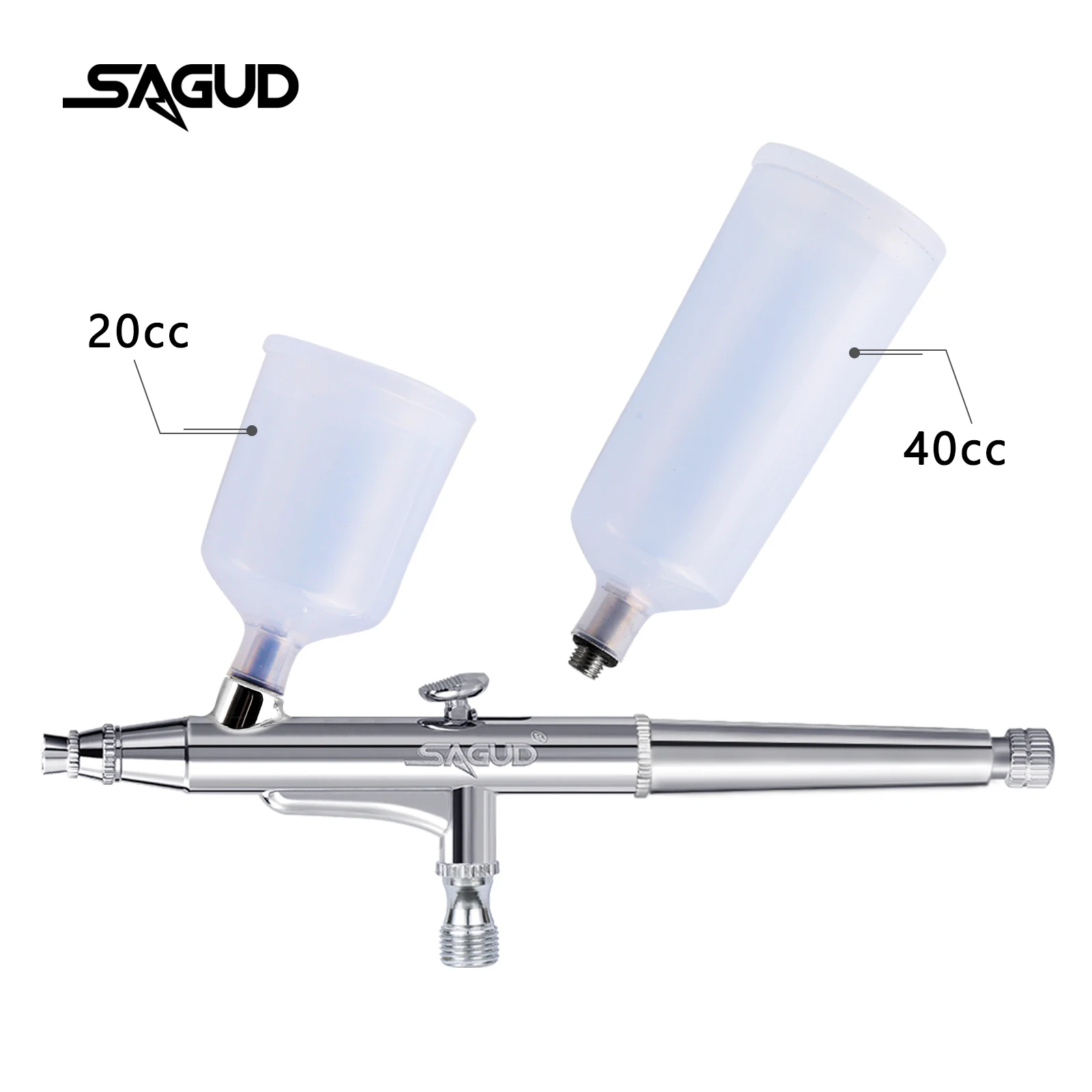 Double Action 0.3mm Airbrush Kit 20CC/40CC Spray Cup with Replaceable Nozzle and Quick Connect for Model Spray Painting NailArt