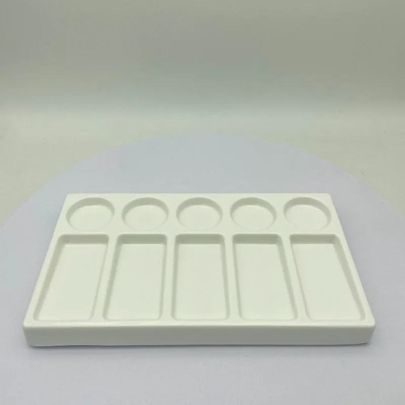 Lab Glazed Tray, Porcelain Coating Plate, Mixing Plate, Palette, Ceramic Insulation and Moisture Preservation Technician Tools s