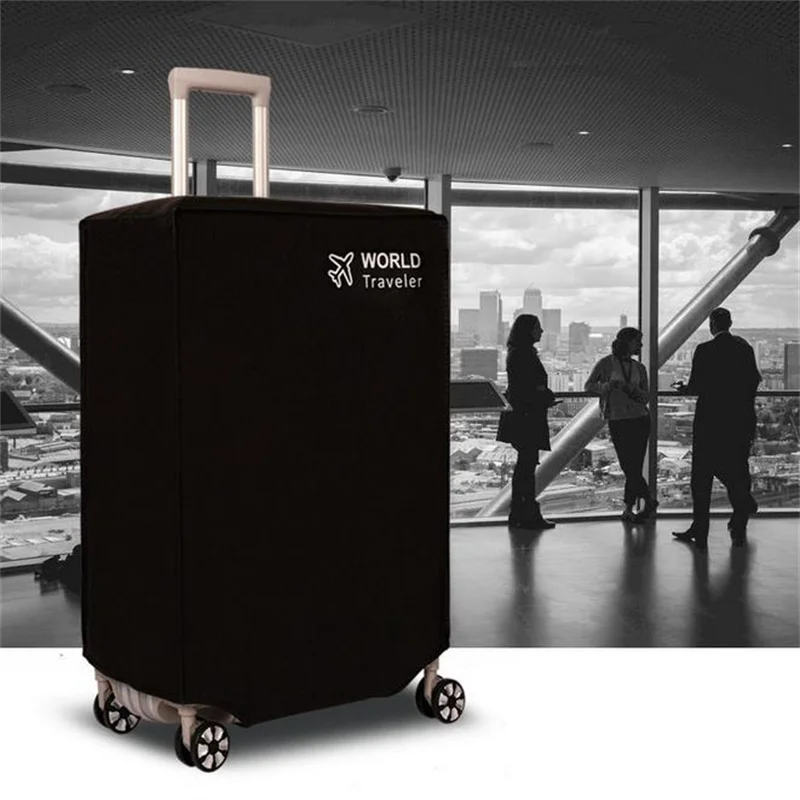 Black Waterproof Suitcase Protector Luggage Cover Baggage Dust Case Cover Suitcase Case Travel Organizer Suitable For 20-30 Inch