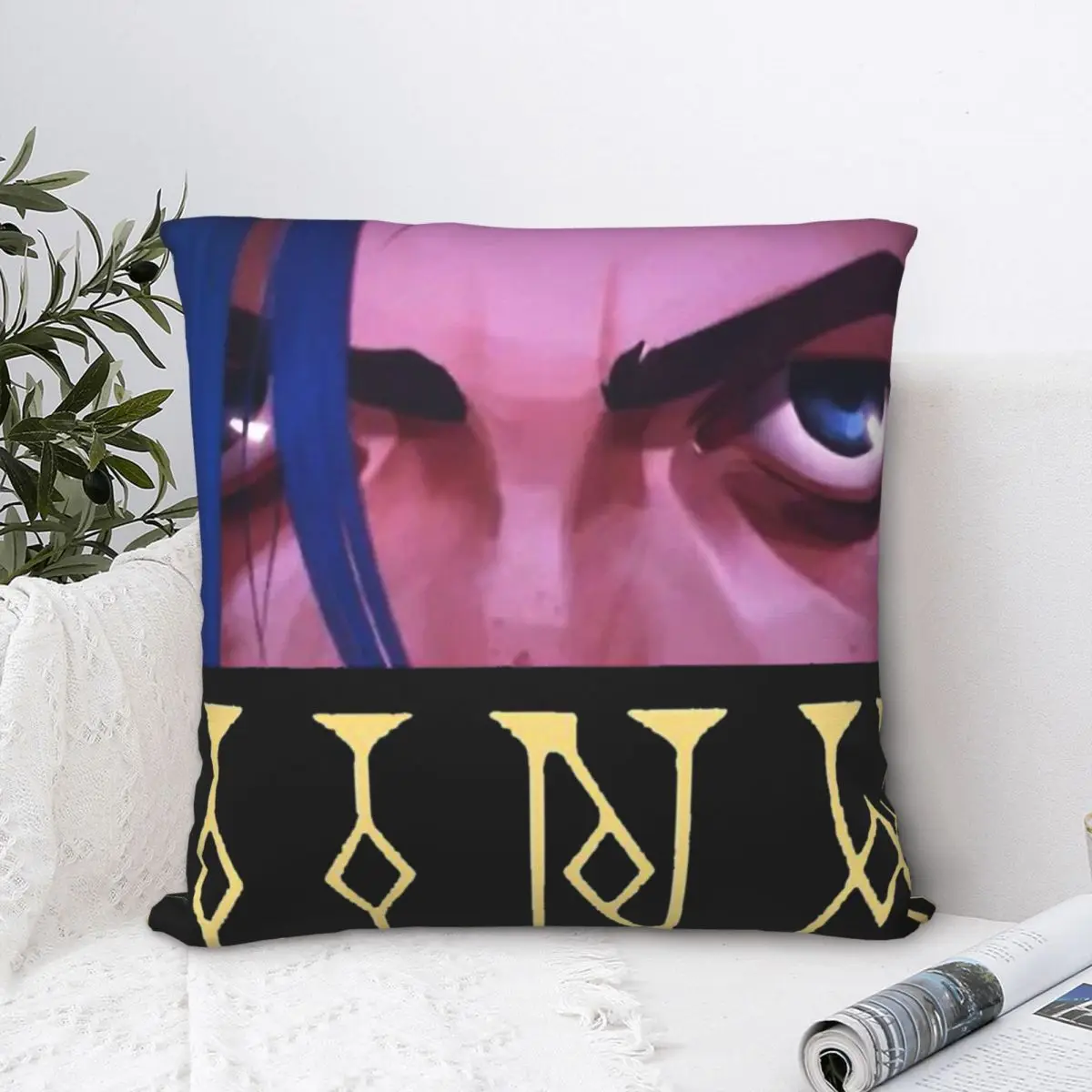 

Jinx Eye Throw Pillow Case Arcane League of Legends Cushion For Home Sofa Chair Decorative Hug Pillowcase