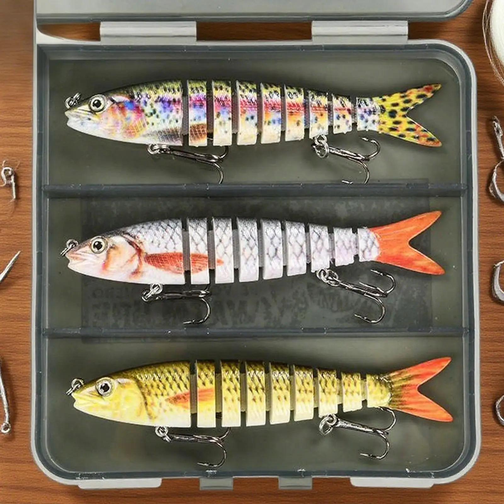 

3-х предметная приманка для окуня, реалистичная жесткая приманка для рыбы, тонущая приманка для морской воды с коробкой для хранения для пресноводного озера, реки, морской форели