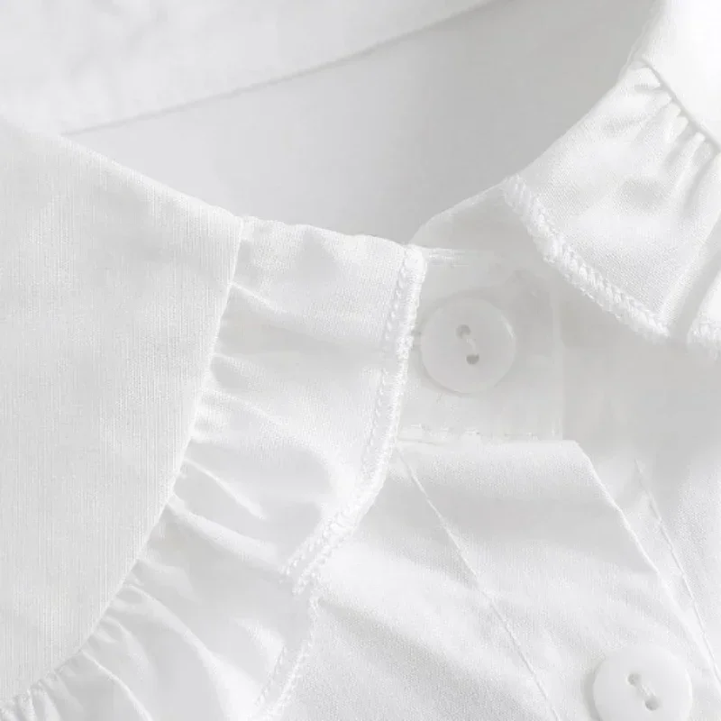 الأبيض التلبيب زر أسفل قميص انفصال طوق الإناث القابلة للإزالة نصف قميص رسمي دعوى وهمية طوق الملابس الياقات كاذبة