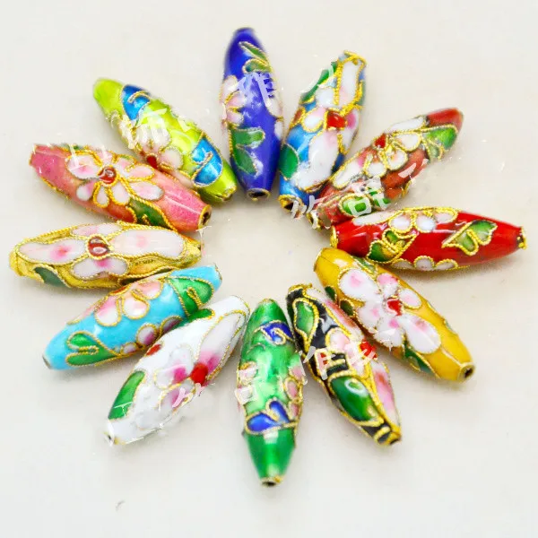 

10pcs Large Cloisonne Filigree Jujube kernel Beaded DIY Chinese Enameling Accessories Spacer Beads Jewelry Making Supplier