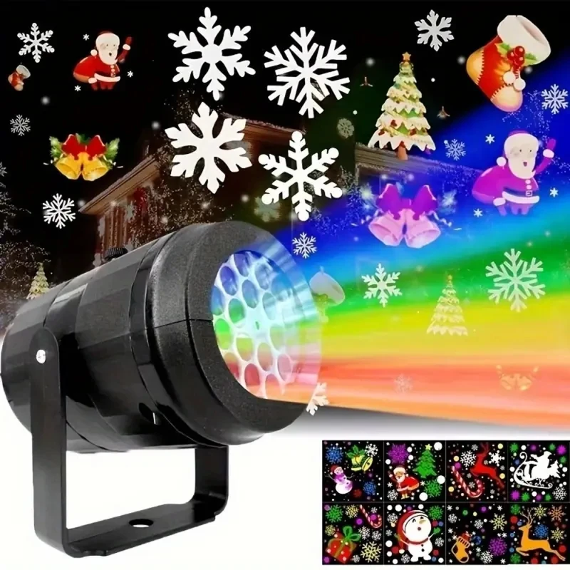 1PC Christmas Projection Lamp - Rotating festive decoration with cartoon patterns, USB-powered indoor party decoration, suitable