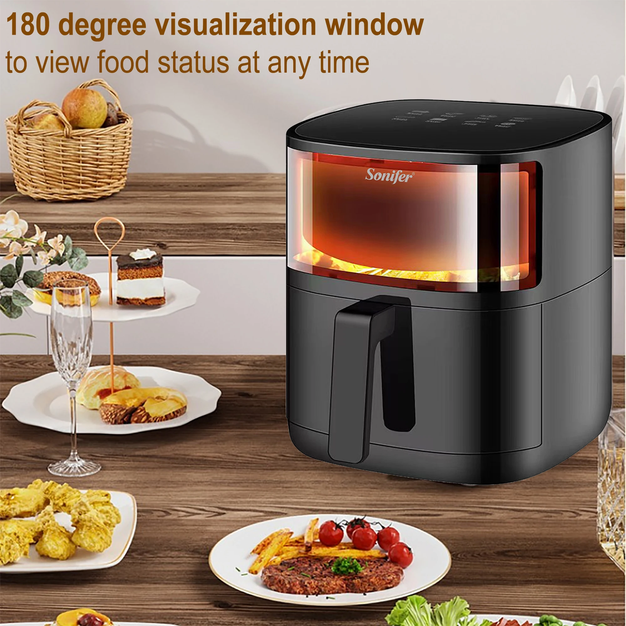 4L Air Fryer Without Oil Oven 1300W Multifunction Electric Deep Fryer Nonstick Basket Kitchen Cooking Frying Sonifer