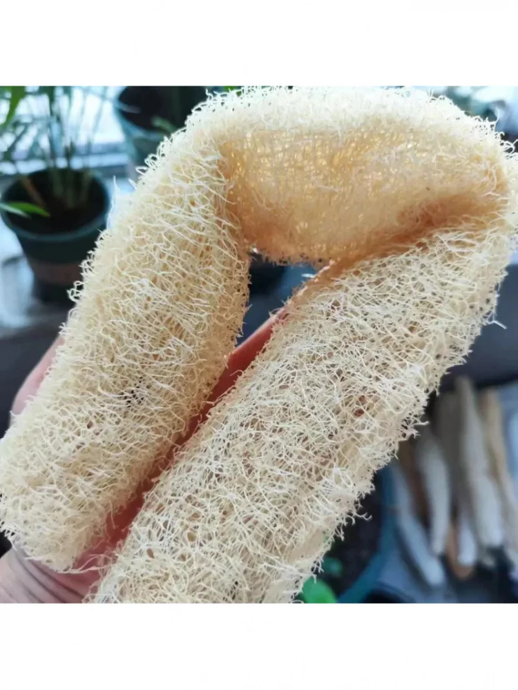 Naturalna gąbka luffa 1/2 szt. Szczotka do peelingu ciała, narzędzie do kąpieli spa, wielofunkcyjny czyścik do łazienki, kuchni, do codziennej czystości. — zdjęcie 2