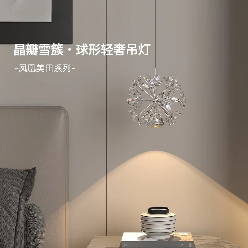 Crystal bedside chandelier French small chandelier light luxury bedroom entrance atmosphere designer