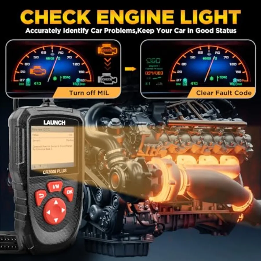 Professional OBD2 Scanner Diagnostic Tool CR3008 PlusOne-Key I/M Lifetime Update Code Reader Enhanced Check Engine Code Reader
