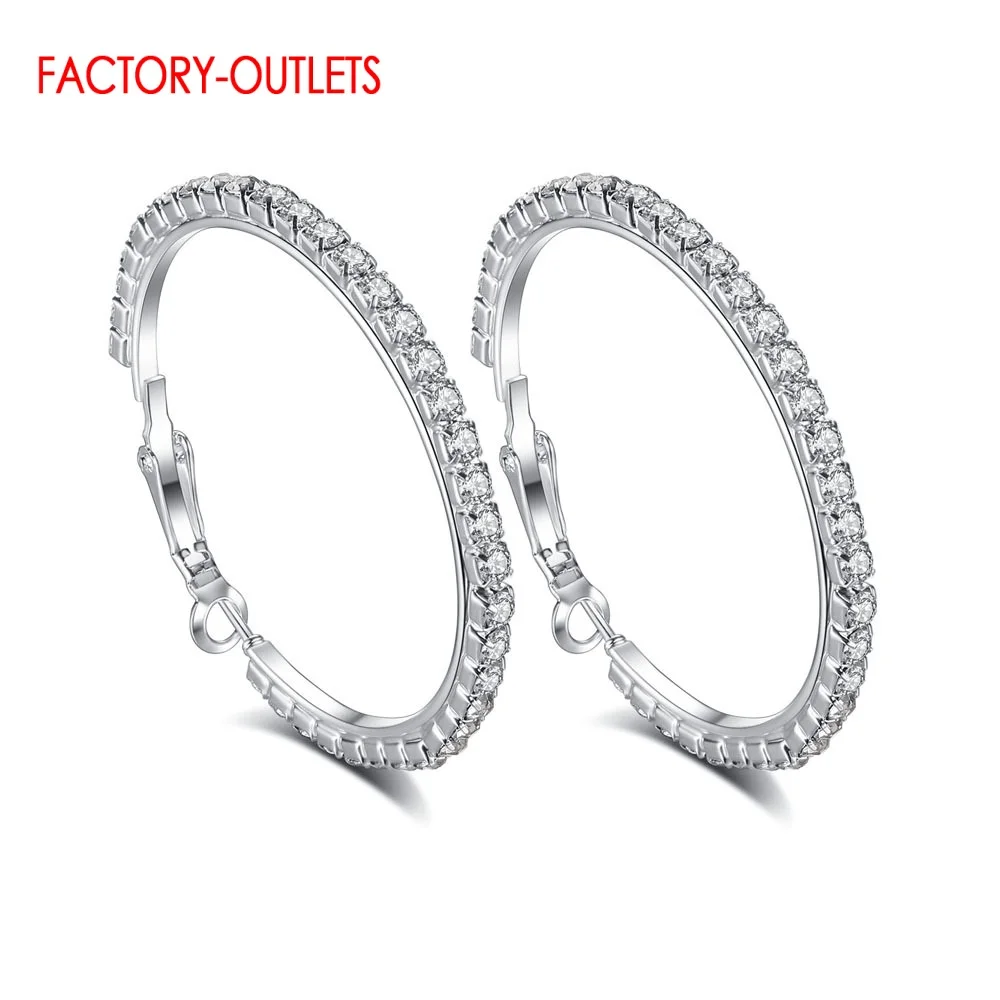 30-90MM Mixed Austrian Crystal Stone Genuine 925 Sterling Silver Earrings Hoop Earrings For Women Fashion Jewelry