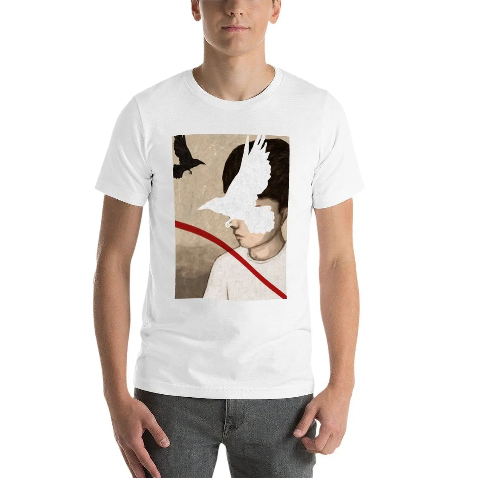 كافكا على الشاطئ التصوير المفاهيمي تي شيرت تي شيرت قطن 100% تي شيرت مصمم تي شيرت