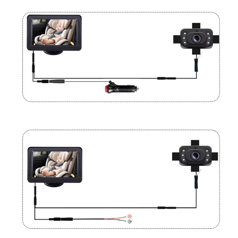 170 degrees 5 inches night vision baby car camera surveillance kit rear seat car video system