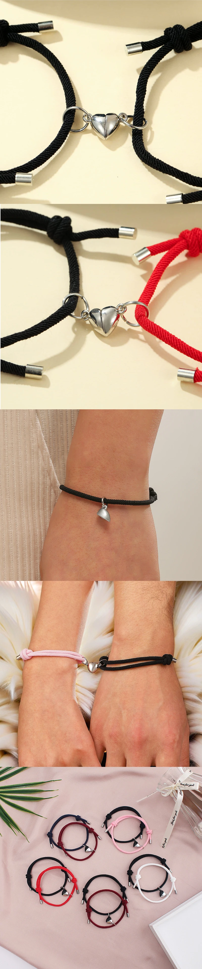 2 stücke Liebe Magnetische Herz Armband Schmuck Zubehör Armband Paar Armband Andenken Party Mode Elegantes Geschenk – Detail 2