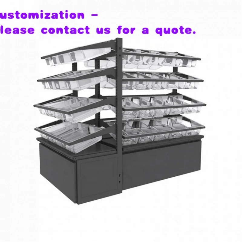 

Модные дизайнерские стеллажи для демонстрации орехов и сладостей на заказ, двусторонние витрины для конфет, распродажа.