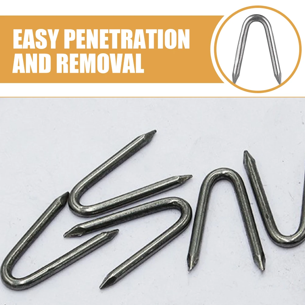 

100pcs U-nails for Gardening Fence Wire Mesh Stakes Iron Fencing Staples Pegs Metal U-shaped Fixing Tool Garden