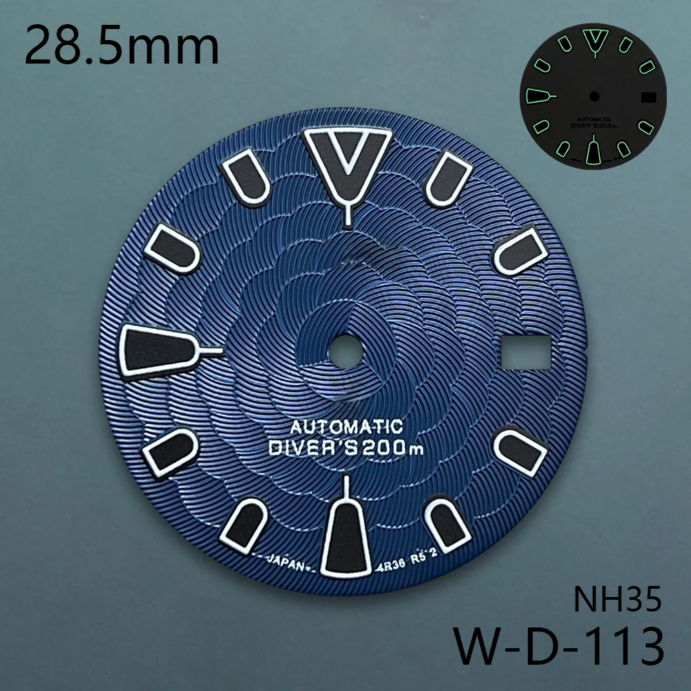 Quadrante con logo S da 28,5 mm adatto al movimento NH35/NH36/4R/7S Design verde loto luminoso Quadrante di alta qualità Accessori per la modifica dell'orologio