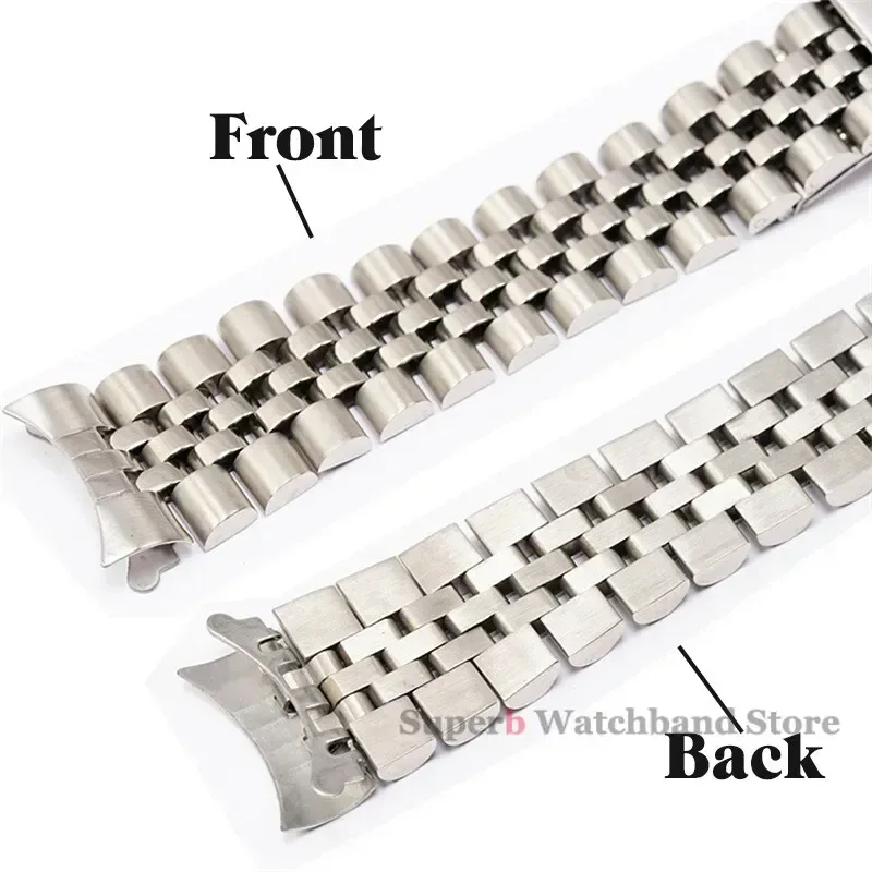 منحني نهاية حزام معدني ل رولكس 18/19/20/21 مللي متر الساعات الصلبة سوار فولاذي غير قابل للصدأ سلسلة DATEJUST الرجال سوار إكسسوارات