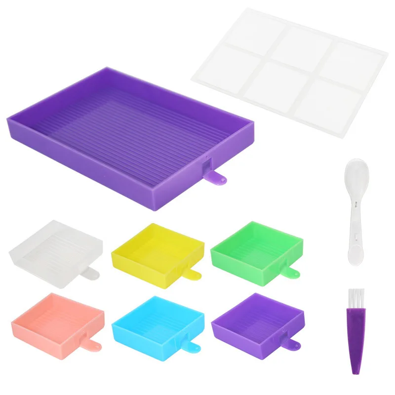Diamond Painting Tray with 6 Detachable Small Trays And Lid, Stackable Drill Plate Organizer with Accessories For Diamond Art