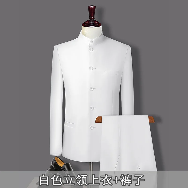 Terno de colarinho chinês para homens, vestido fino noivo, melhor vestido de homem, porta secreta, B6011, Zhongshan