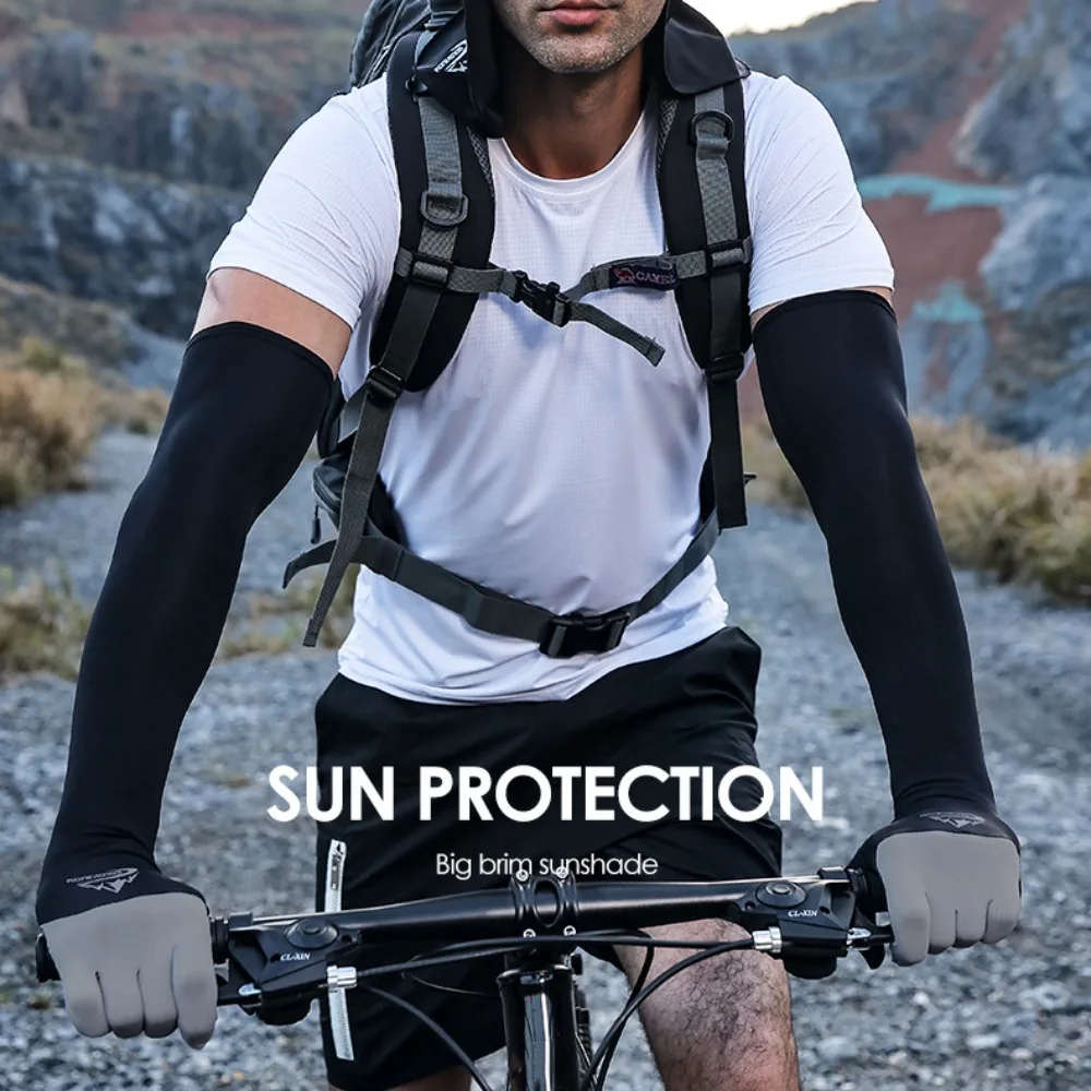 

Thin Men Ice Silk Sleeves Sun Protection Two Fingers with Exposed Summer Long Arm Covers Quick Drying Sweat-absorption