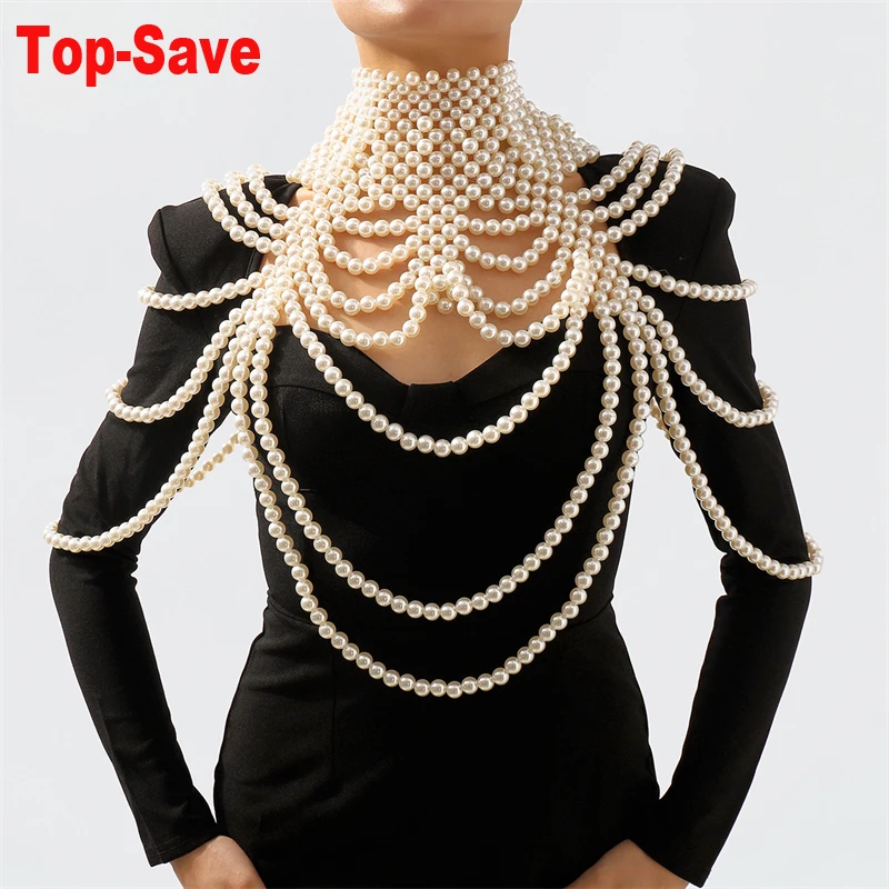 2026 Summer Sexy Beach Tank Top Women Pearl Backless Top Bikini Bead Body Chain Tassel Clothing Clubwear Bride Shawl Crop Top