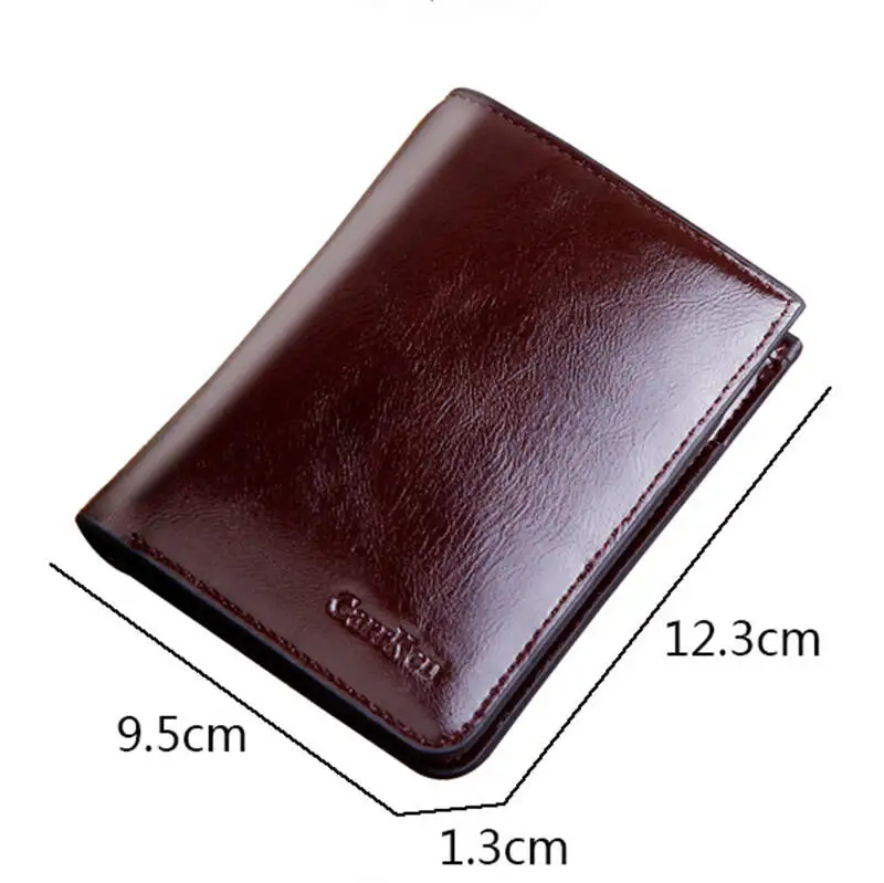 Dante Retro Three Fold Genuine Leather Men's Wallet with Anti-Theft Card Swiping Head Layer Cowhide Wallets Multiple Card Slot
