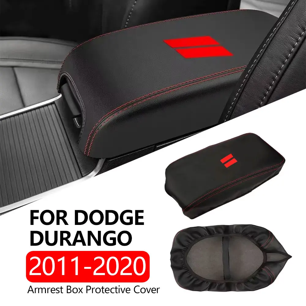 For Dodge Durango 2011-2020 Center Console Armrest Cover Interior Box Anti-Scratch Leather Central Armrest Decoration