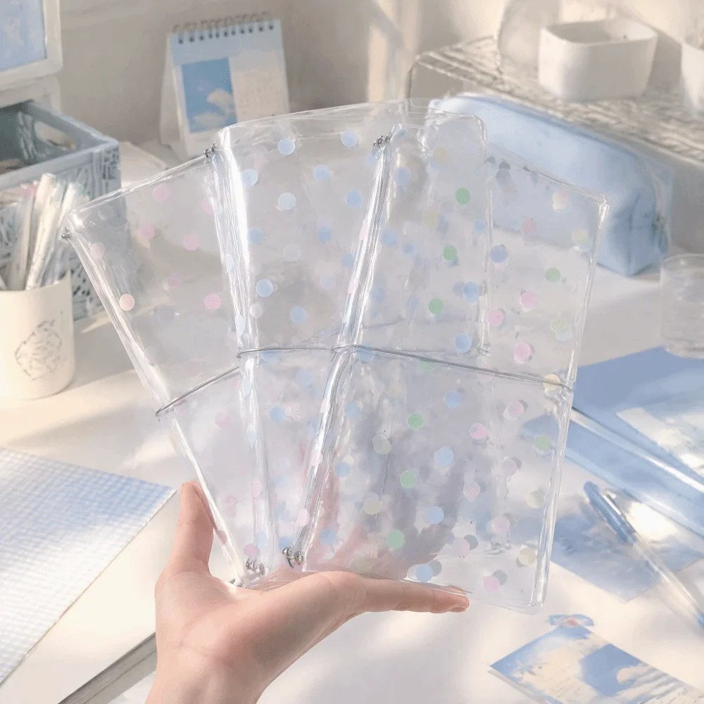 Korean PVC TN Notebook Cover Transparent with Elastic Band Traveler Notebook Cover Transparent PVC Binder Traveler