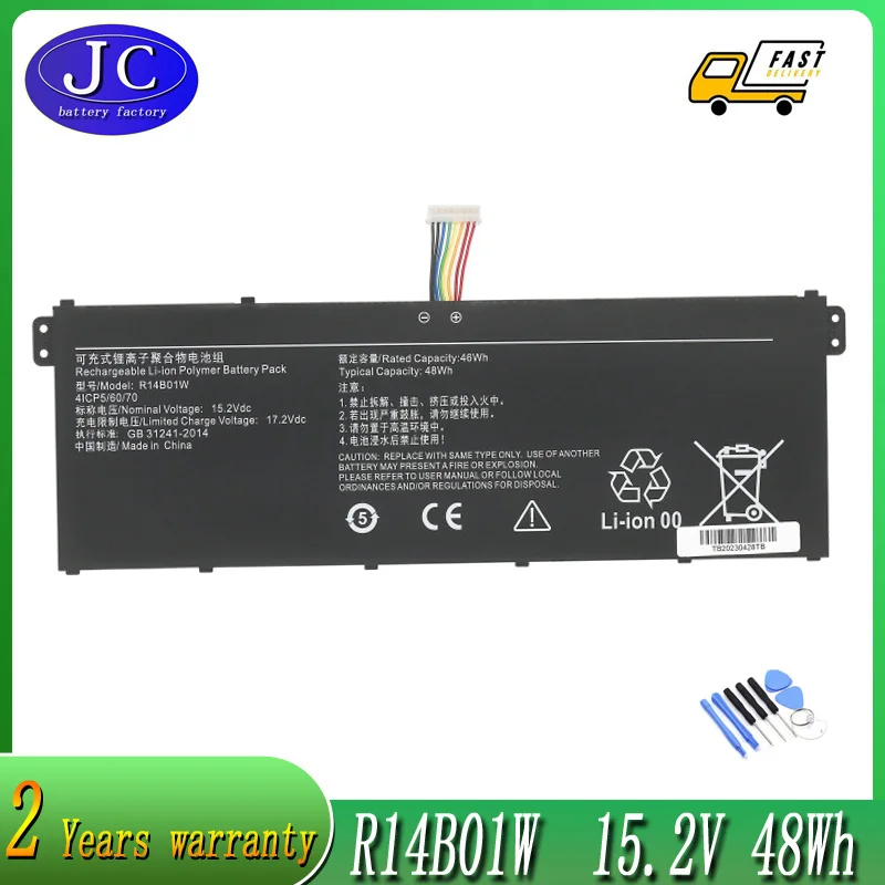 

JCLJF R14B01W 15.2V 48WH 4ICP5/6/70 Laptop Battery For Xiaomi RedmiBook 14 16 Inch XMA1901-AA/AG