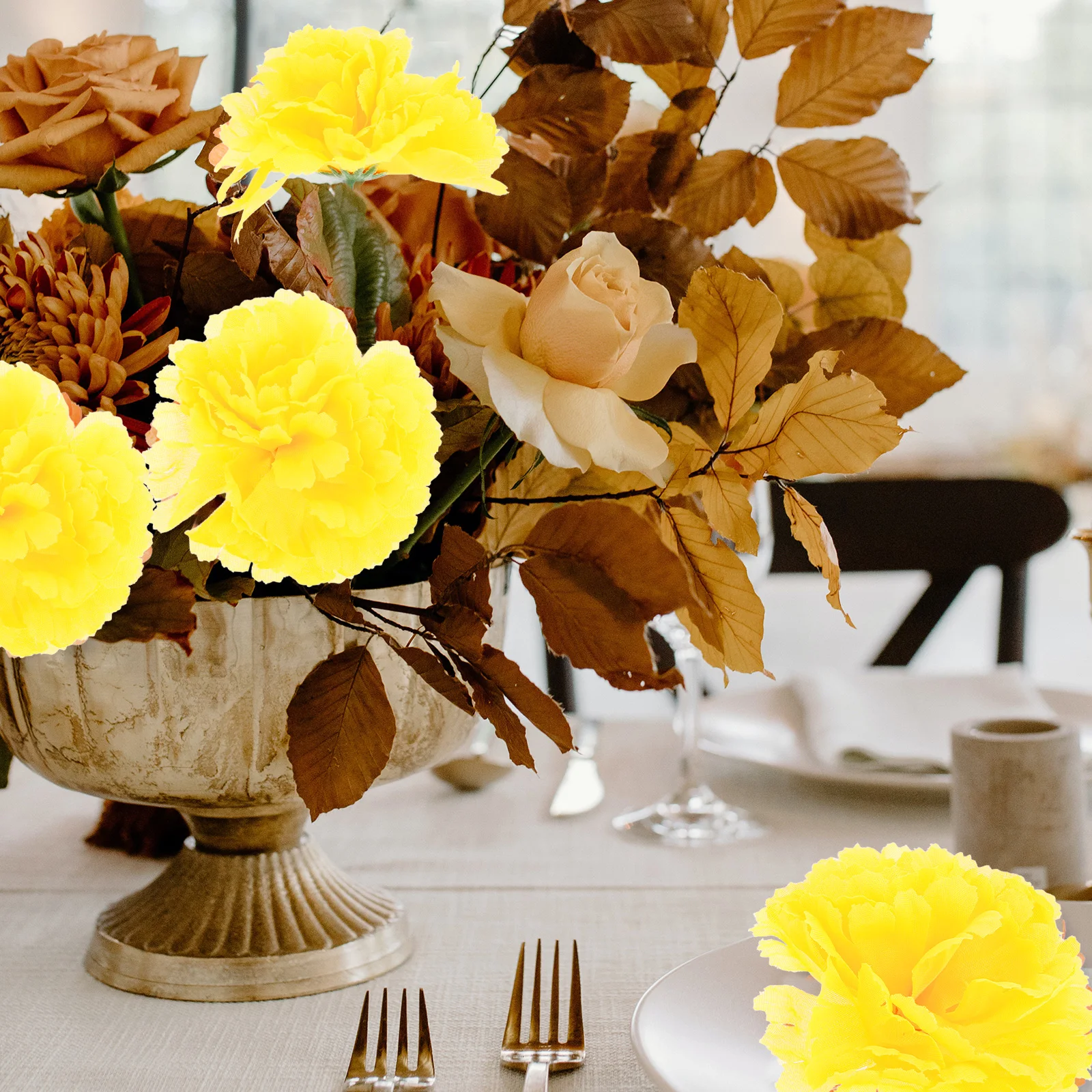 

50pcs Artificial Marigold Flower Wall Decor 9cm Diameter Silk Fabric Wedding Day of the Dead Bulk Accessories