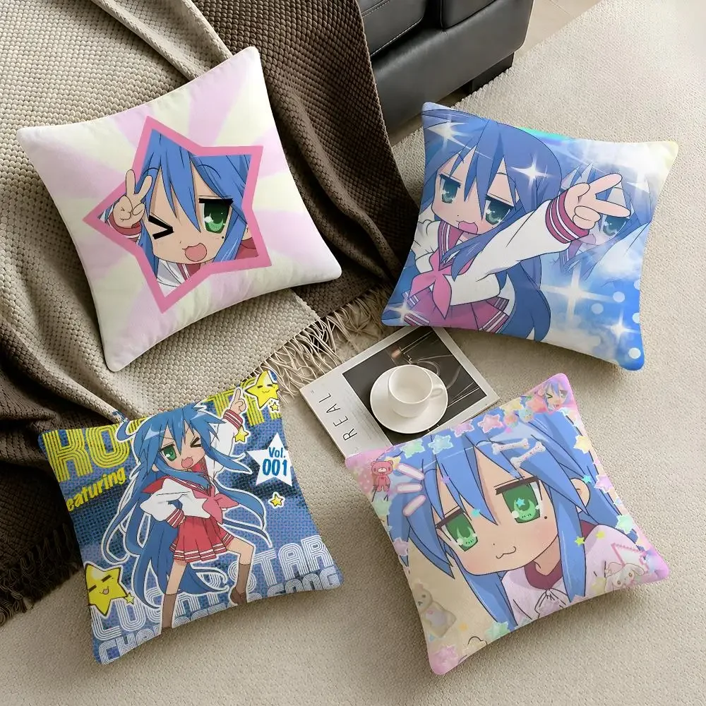 Anime Lucky Star Retro Kawaii Cushion Cover  Throw Pillow Soft Short Plush Cozy Durable Colorfast Sofa Bedroom Home Decor Gift