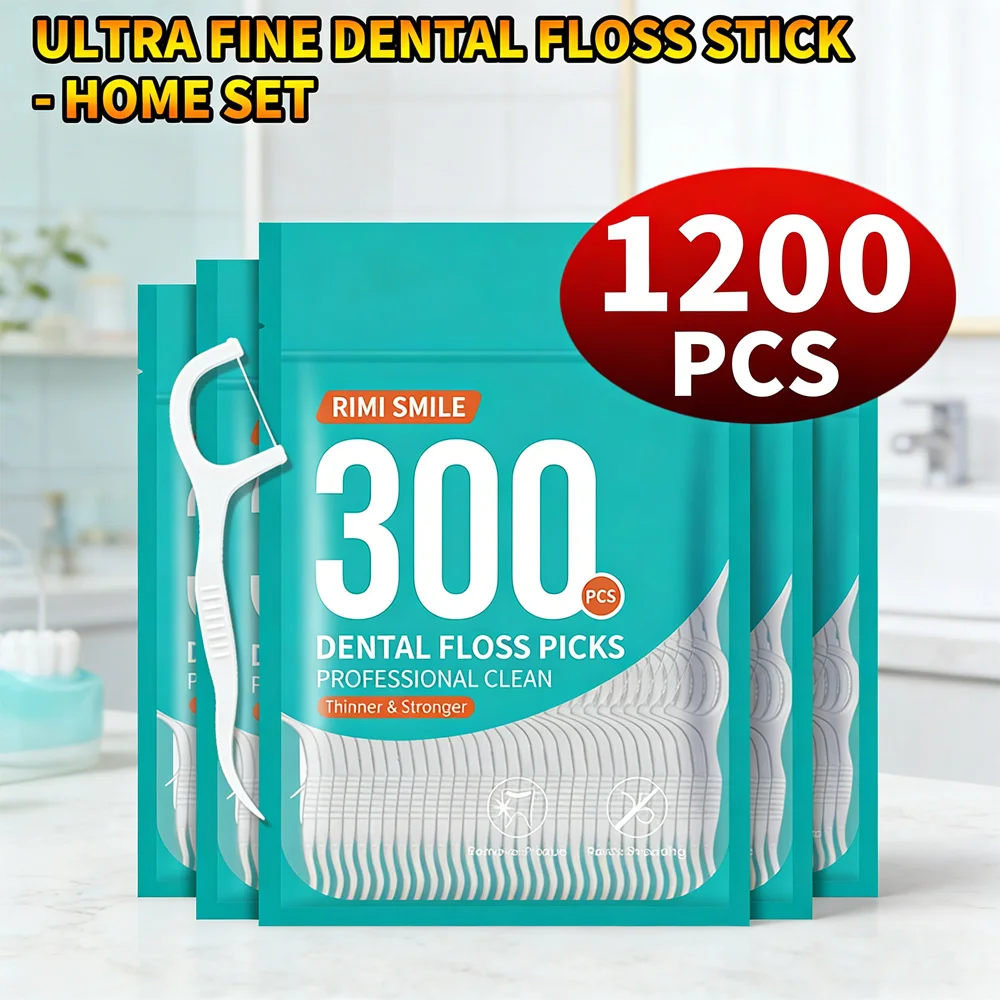 

Зубные нити-флоссеры RIMI SMILE ультратонкие, 4 упаковки, 1200 шт., одноразовые межзубные очистители, инструменты для ухода за полостью рта для домашнего и семейного использования