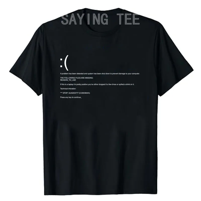 Lustiges Blue Screen of Death Geek Halloween Party Grafik-T-Shirt für Männer, Mode 404-Seiten-Druck, Programmierer Casual T-Shirt aus Baumwolle – Detail 23