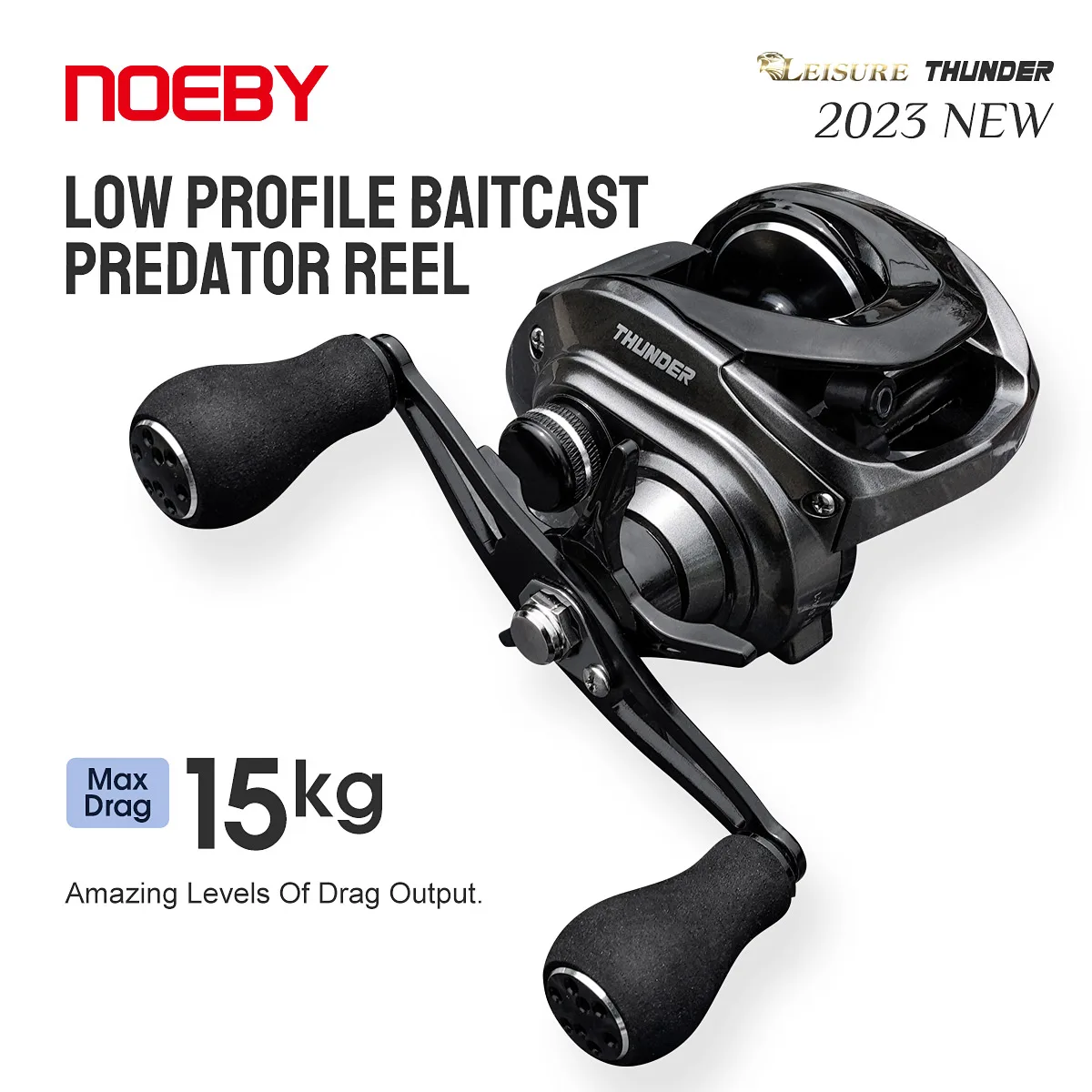 

NOEBY Leisure THUNDER Baitcasting Reel 6.4:1 Gear Ratio 8+1BB Bait Casting Fishing Reel 15KG Power Baitcaster Coil Fishing Gear