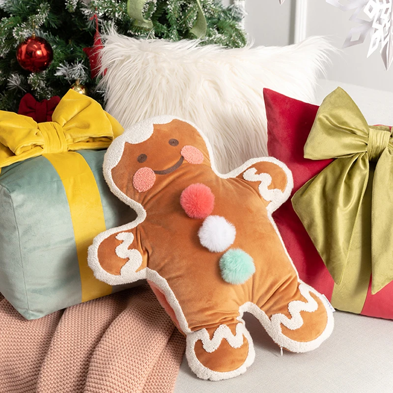 New Year's pillow Christmas cute gingerbread man Nordic ins living room red sofa cushion cover bedside pillow