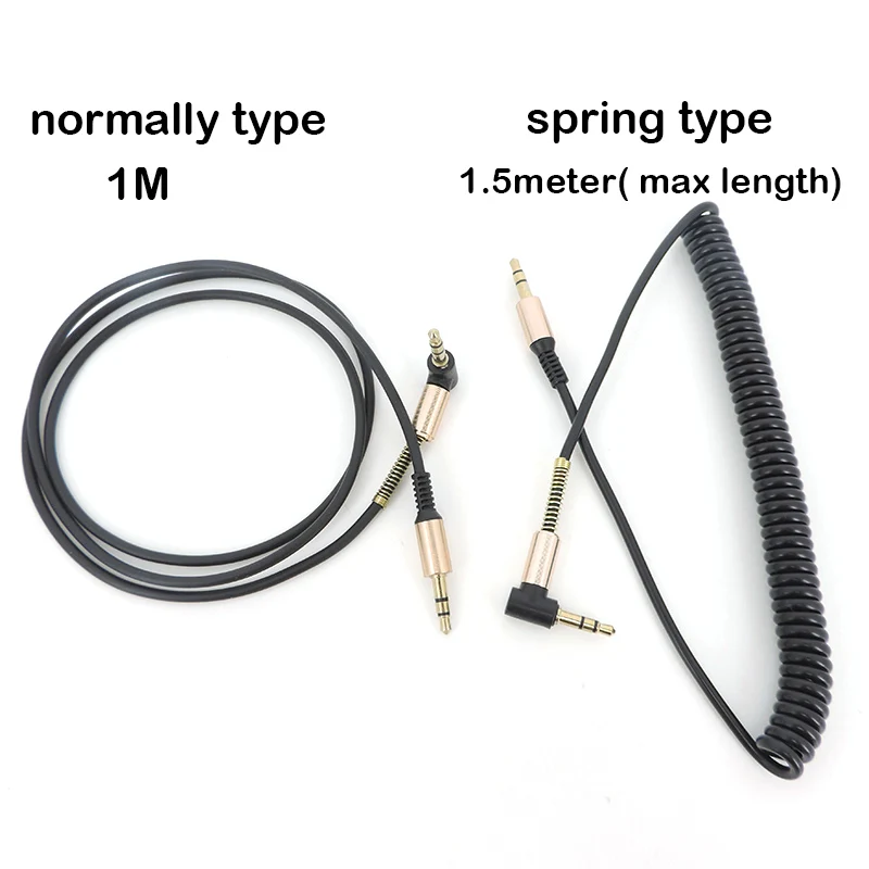 3pole stereo 3.5mm Male to male Jack AUX Audio spring extend connector Cable Right Angle Speaker for PC Headphone B4