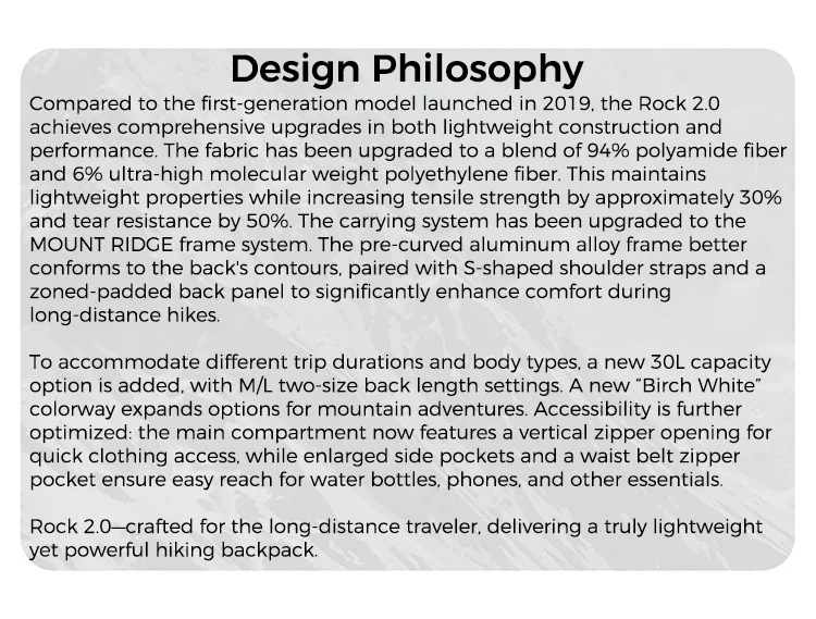 Naturehike Rock 2.0 Wanderrucksack Großer Outdoor-Rucksack für Freizeitsport und Reisen Kletter- und Campingrucksack – Detail 2